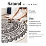 Nordic Ethnic Style Cotton Linen round Floor Mat for Living Room Bedroom Anti-Slip Doormat Tassels Boho Carpet