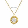 Nuoro French Retro Baroque Freshwater Small round Bead Female Gold Chain Button White Pearl Birthday Gift Design Necklace