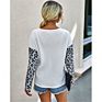 Onsale Leopard Print Patchwork Women's Blouses & Shirts O-Neck Long Sleeve Ladies Blouses Tops T-Shirt Women Knit