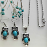 Owl Necklace Quick Jewelry Set Turquoise Sweater Earrings