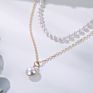 Pearl Choker Necklace Cute Double Layer Chain Jewelry for Women