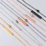Personalized Name Stainless Steel Choker Necklace 18K Gold Plated Square Horizontal Blank Bar Pendant Necklaces Women