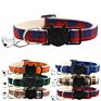 Pet British Plaid Collar with Safety Cat Pattern Buckle and Bells