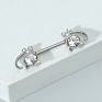 Piercing Style Breast Ring Cat Diamond-Studded Breast Nail Medical Stainless Steel Piercing Jewelry Silver