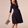 Pleated Deep V-Neck Maternity Nursing Dress