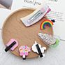 Popular 6Pcs Cute Cartoon Kid Hair Clip Soft Glue Rainbow Lollipop Unicorn Bb Children's Hair Pin