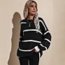 Popular Loose Sweater Causal Knitwear Striped Knitted Women Pullover