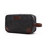 Portable Cotton Canvas Travel Toiletry Bag Dopp Kit Organizer Shaving Bag with Leather Trim for Men