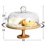 Price Dessert Candy Appetizers Stand Set Bamboo Cake Turntable with Glass Dome