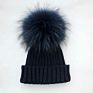 Product Black Beanie Double Pom Removable Fur Bobble Knit Hat Baby Fashionable Hats Real Fur Pom Pom Beanie Baby