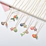 Product Cute Design Alloy Gold Plated Seashell Starfish Mermaid Beach Style Corlorful Pendant Necklace for Kids