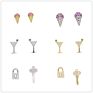 cz pineapple cherry ice cream glass key lock shape stud earring