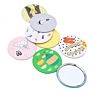Promotional Pattern Printed Small Cute round Plastic Pocket Cosmetic Mirror/ Pocket Cosmetic Mirror for Kids Gift