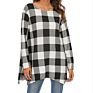 Qdh Daily Clothes Simple Style Clothes Classic Grid Shirt Long Sleeve Irregular Blouse for Ladies