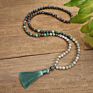 Raw Stone Necklace Handmade Africa Turquoise Mala Necklace 108 Beads Yoga Lotus Bracelet