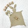 Ready to Ship Cartoon Baby Animal Bunny 100% Cotton Muslin Gauze Comforter with Wooden Teether Set