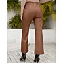 Ready to Ship Female Casual Pu High Waist Wide Leg Faux Leather Pants for Women