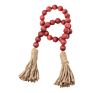 Red Farmhouse Wood Bead Garland with Tassels, Rustic Christmas, Home Decor Beads