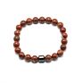 Red Jasper Bead Bracelet for Men Women Elastic Natural Healing Stone Bracelet Bangle