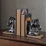 Resin Crafts Bronze Black Horse Animal Bookends Decorative Book Organizer for Desk Decoration