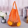 Reusable Fruit Vegetable Grocery Produce Tote Cotton String Mesh Net Shopping Bag with Long Handle