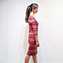 Rib Knit Striped Dress Ladies round Neck Striped Seven Points Silk Sweater