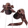 Riband Bow Lace up Soft Soled Baby Princess First Walking anti Slip Shoes for Girls
