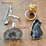 Rm15037 Agate Geode Druzy Gold Silver Electroplated Irregular Shape Ring Adjustable Band Ring