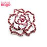 Rose Flower Silver-Plated Pink Crystal Rhinestone Brooch for Clothes Decoration,Women Brooches with Rhinestone