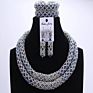 Royal Silver and Blue African Beads Bridal Jewelry Sets for Wedding Nigerian Beads Necklace Earrings Bracelet Set of Jewelry