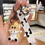 Rubber 3D Soft Pvc Keychain Dairy Cattle Plastic Key Chains Zodiac Cattle Cow Rubber Wristbands Key Chain