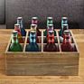 Rustic Brown Wood 12 Slots Beer Bottle Serving Crate Beer Storage Box with Carrying Handles