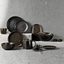 Rustic Crockery Banquet Restaurant Use Dishes Reactive 20Cm Black Entrees Porcelain Square Plate