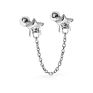 S925 Sterling Silver Simple Cold Style Chain Double Stud Chain Star Earrings
