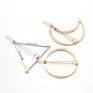 Sandro Minimalist Dainty Feather Hollow Feather Geometric Barrette Metal Hair Accessories Hair Clips Set for Women