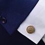 Savoyshi Shirt Cufflinks for Men round Bronze Vintage Pattern Metal Cuff Links Gift Free Enagraving Name