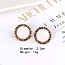 Semi-Precious Stones Peacock Malachite Turquoise Pearl Shell Button Stud Earrings for Women Daily Opal Earrings Outfit Jewelry