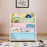 Shelf Children's Wooden Canvas Sling Bookshelf Magazine Rack and Storage