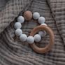 Silicone Beads Wooden Ring Baby Teething Rattle Bracelet