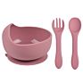 Silicone Spoon Fork Baby Dinnerware Set Silicon Bowl First Stage Self Feeding Suction Food Bowls for Babies Kids Toddlers