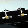 Silver Men Jewelry Two Toned Gold Plated Dumbbell Cufflink for Suits,Shirt Men Cufflinks