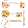 Sisal Fiber Cleaning Brush Lowest Price Eco Friendly Wood Bamboo Dish Brush Kitchen Replaceable Head