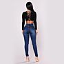 Skinny Stretch Jeans Pencil Pants Women High Waist Solid Color Denim Ankle-Length Pants Autumn 1Pc/Polybag 7-15 Days