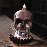Skull Head Backflow Incense Burner Halloween Led Lamp Decoration
