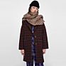 Soft Touch Plaid with Thick Student Warm Bib with Large Shawl Cashmere Scarf