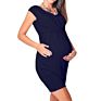 Solid Color Knitted round Neck Sleeveless Maternity Dress