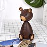 Solid Wood Animal Figurines Ornaments for Little Brown Bear Wood Crafts Toys Home Decor for Kids Handy Crafts