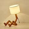 Solid Wood Humanoid Lamp Creative Nordic Style Study Bedroom Bedside Desk Light Wood Robot Folding Led Table Lamp