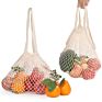 Sopurrrdy Reusable Cotton Mesh Net Grocery Bags Long Handle String Market Shopping Bag