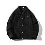 Spring Jacket Denim Big Pocket Solid Color Casual Workwear Jacket for Men